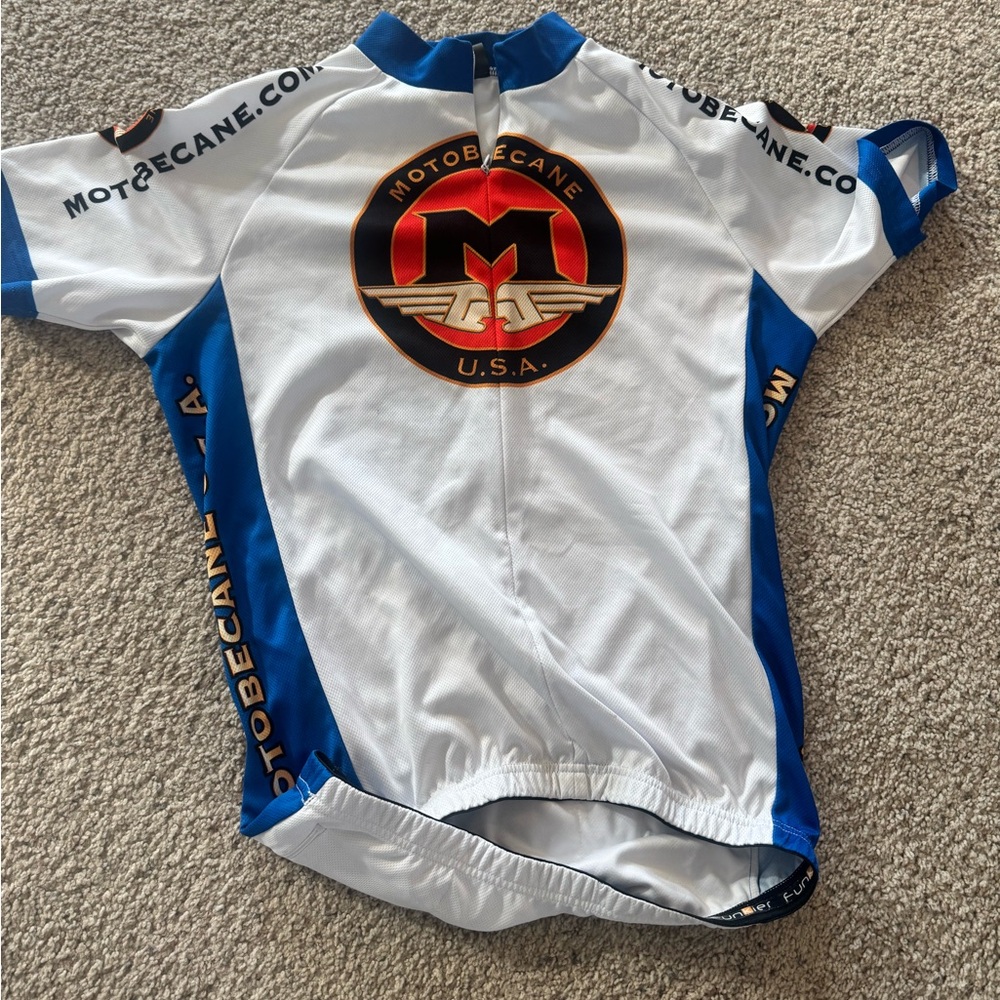 Motobecane USA White and Blue Cycling Jersey